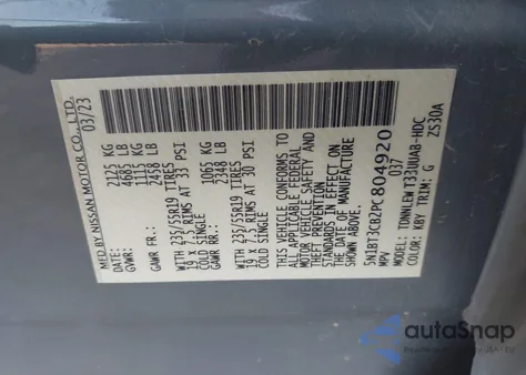 2023 Nissan Rogue Sl Intelligent Awd из США, поврежденный, VIN 5N1BT3CB2PC804920